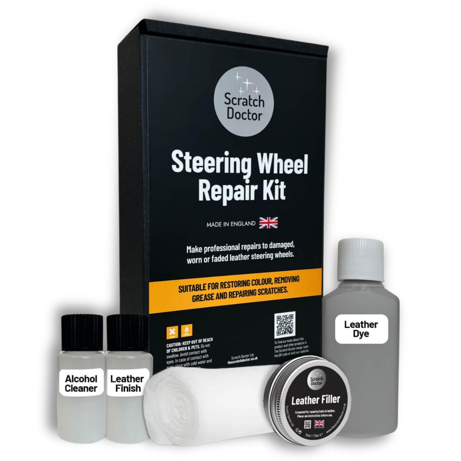The Scratch Doctor - Stucco per pelle, riempitivo per riparazioni, riempie buchi, crepe, graffi e segni su mobili in pelle, sedili auto, scarpe e borse (Nero, 50ml