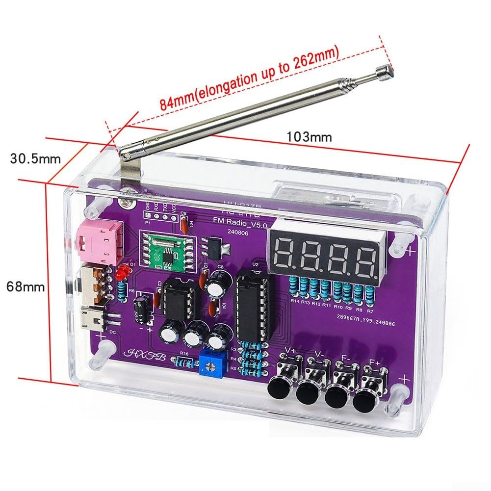 Kit Ricevitore Radio FM Elettronico Fai da te con Kit di Saldatura e Custodia