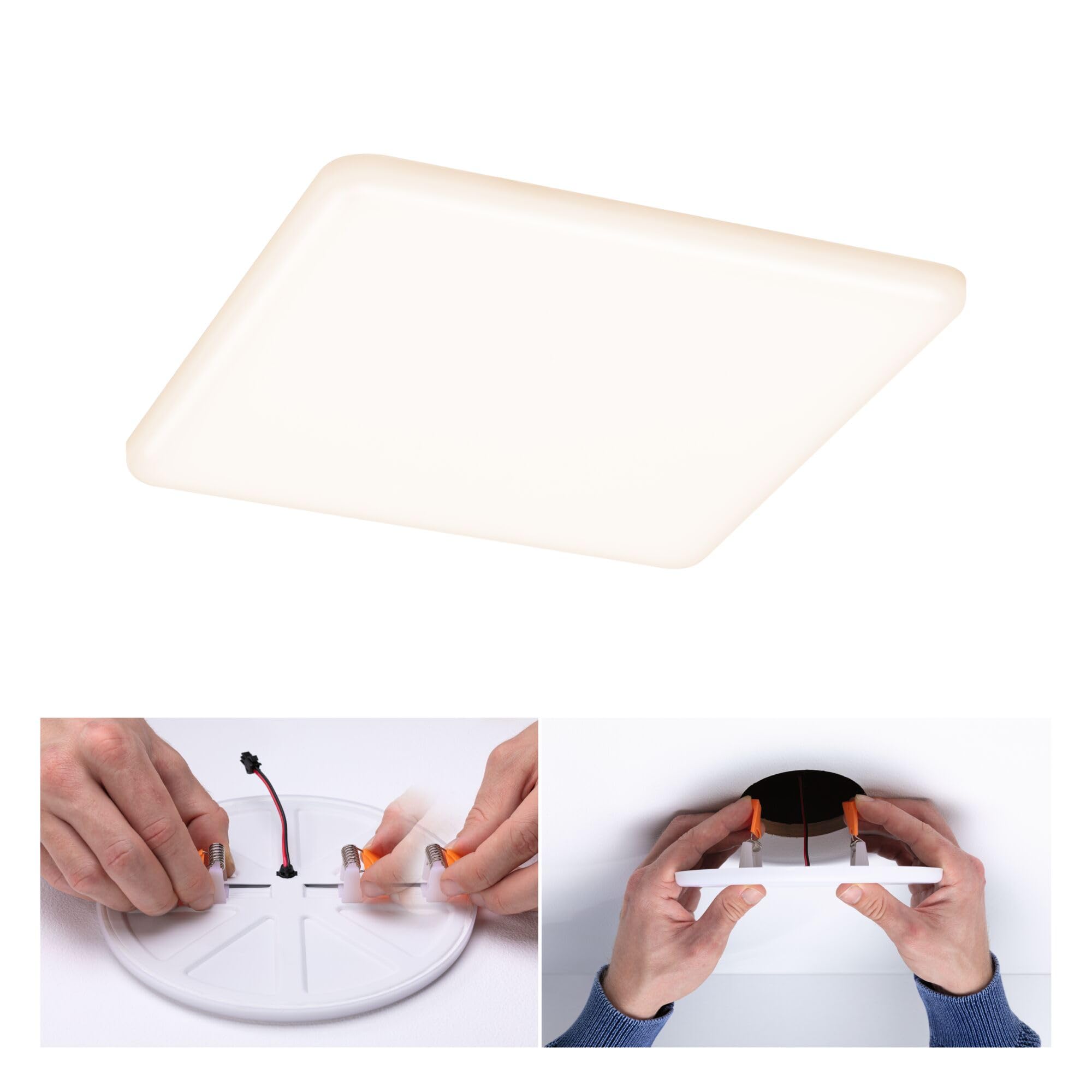 Paulmann 92395 Panel LED, oprawa wpuszczana Veluna VariFit, IP44 185x185mm czworok., w kompl. oprawa sufitowa 1x17 W satyn. tworzywo sztuczne 3000 K