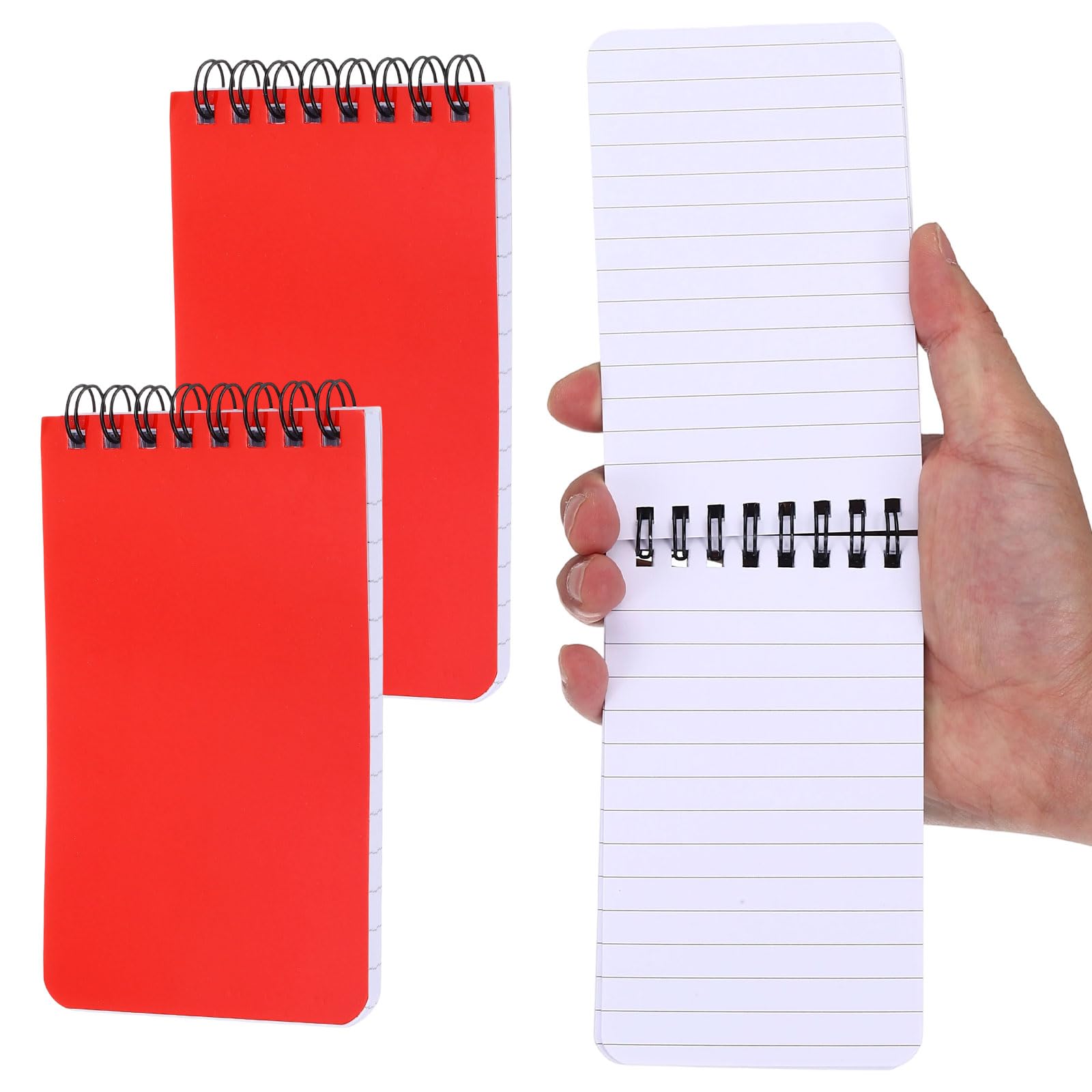 PATIKIL 3x5" Pocket Sketchbook, 2 Pcs Top Spiral Notebook Mini Lined Notebook Memo Pads 80GSM 60 Sheets/120 Pages Hard Cover Portable for Office Outdoor Travel Journal Draw, Red