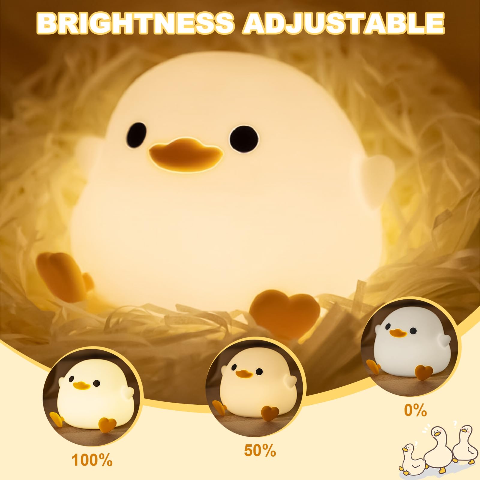 SOARFLY Luce notturna a LED per bambini, anatra, luce notturna per bambini, dimmerabile, luce notturna per bambini con timer di 20 minuti, in silicone con touch luce notturna per bambini, idea regalo