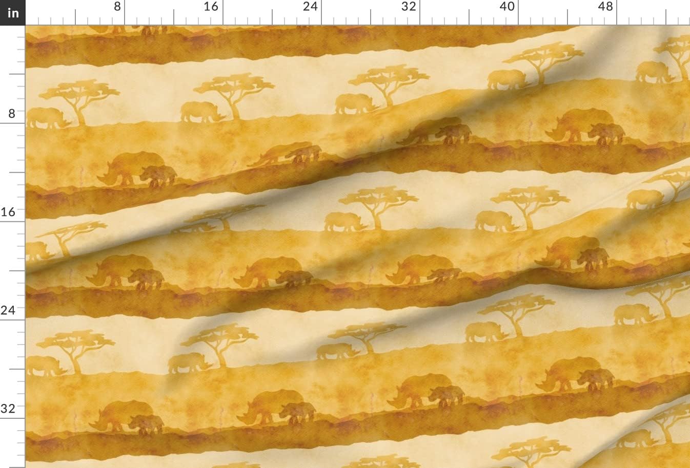 Spoonflower Fabric - Rhino Yellow Gold Animals Sand Warm Africa Printed on Minky Fabric by The Yard - Sewing Baby Blankets Quilt Backing Plush