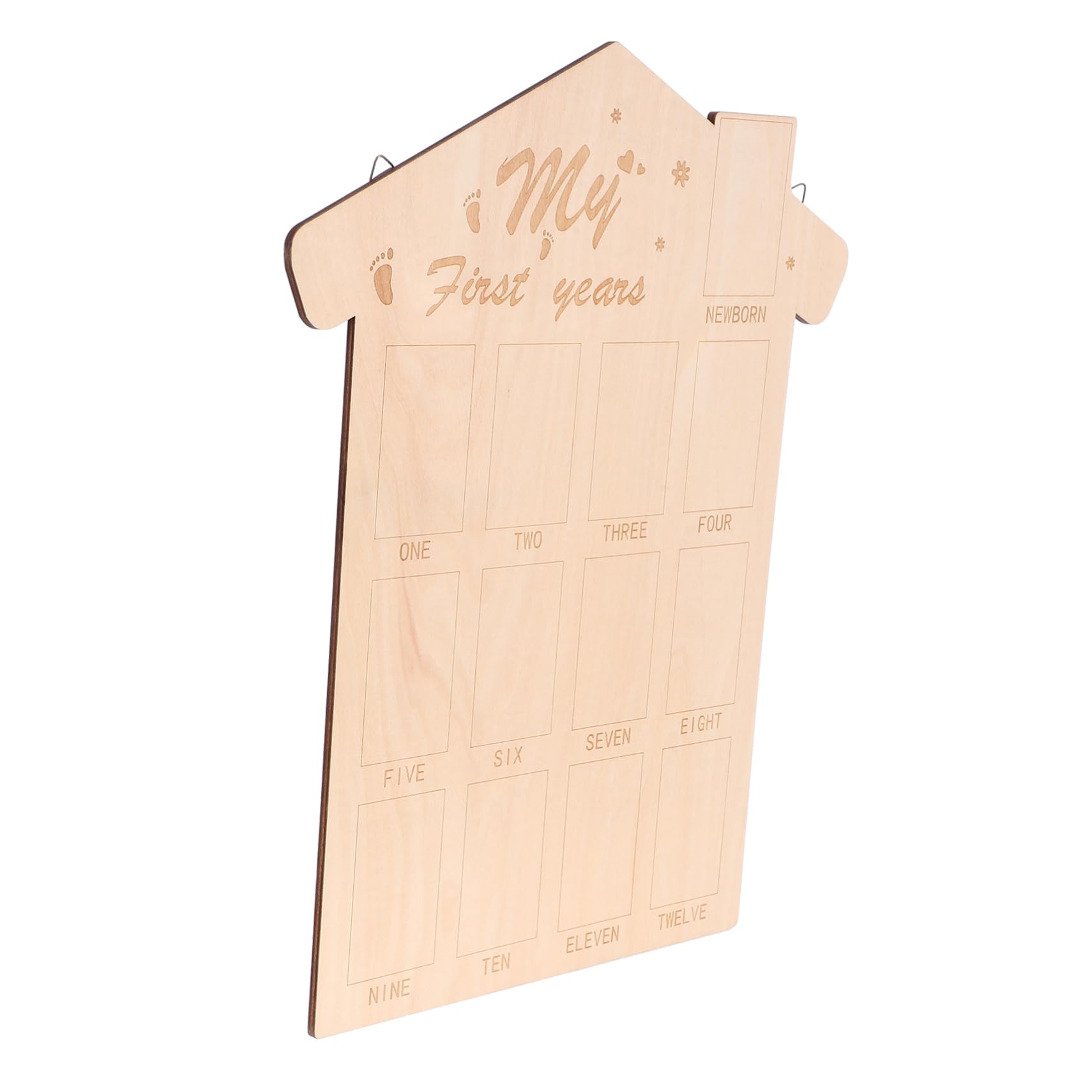Yardwe 12 Months Baby Photo Frame Wooden Board First Year Keepsake Baby Picture Display Home Art