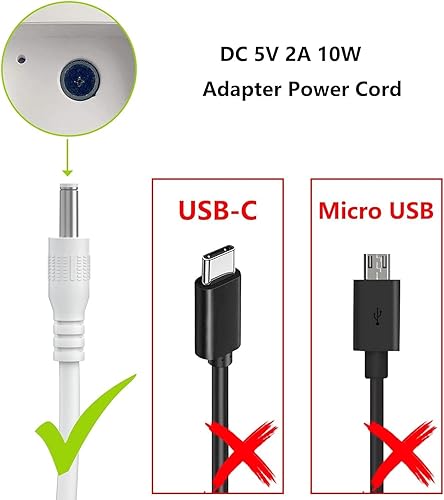 Miniatura 5 de VHBW Cable de alimentación de 5 V compatible con Hatch Baby Rest, Rest+ y Rest Mini Sound Machine Luz nocturna Estilo barril Adaptador de corriente