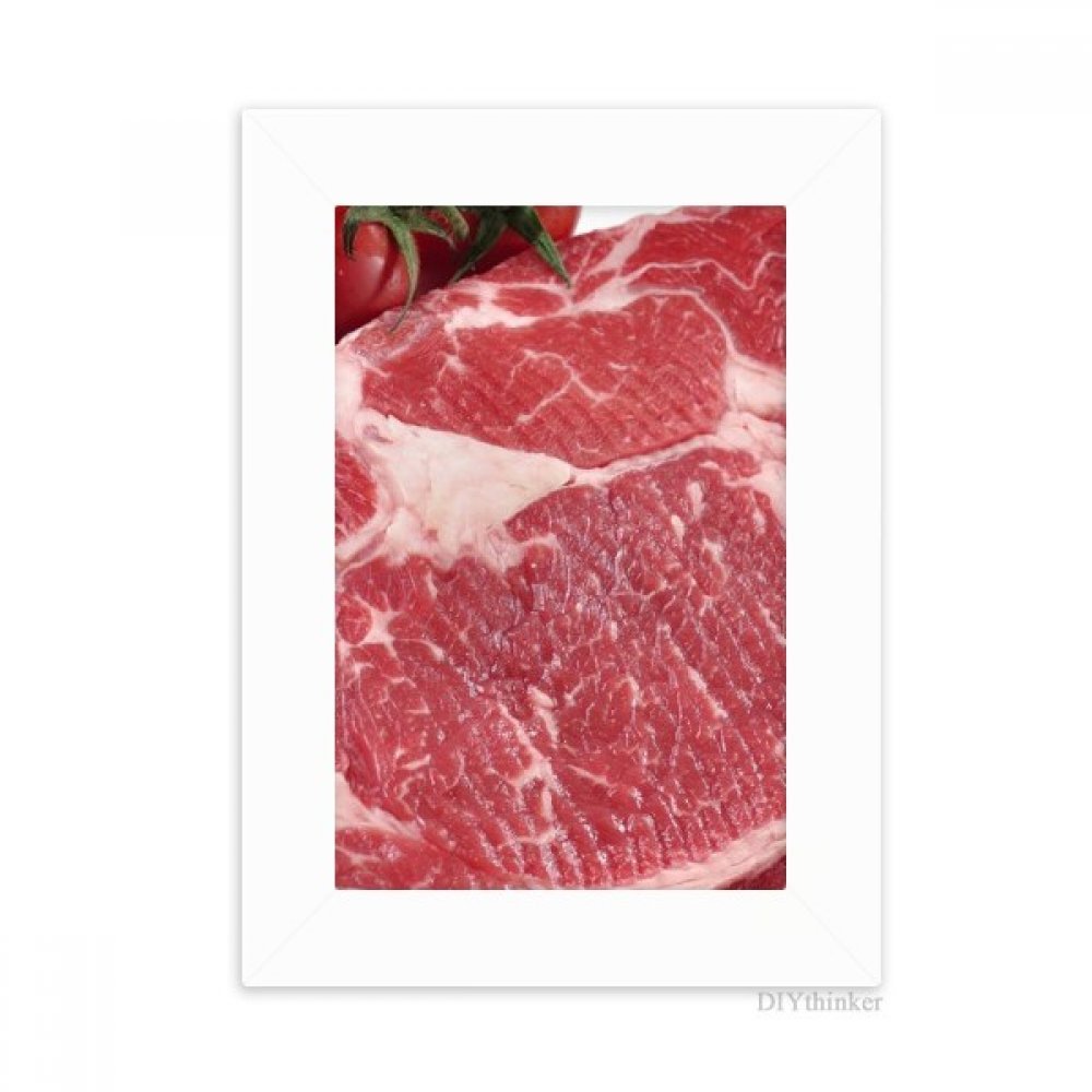 Carne cruda cuadro decorativo blanco de 5x7 pulgadas con marco de foto artí stico para escritorio