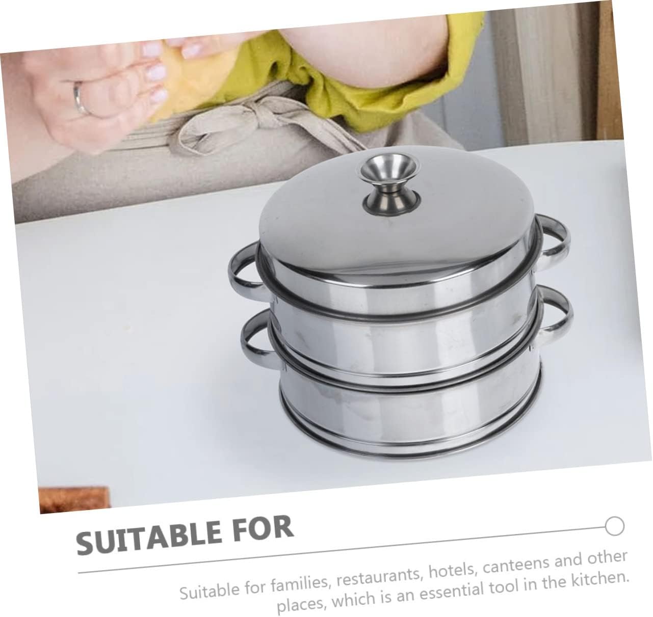 PRETYZOOM Stainless Steel Multi-function Steamer with Lid Reusable Kitchen Tool for Efficient Food Steaming Quick Heating for Dumplings Dim Sum and More Easy to Use and Clean
