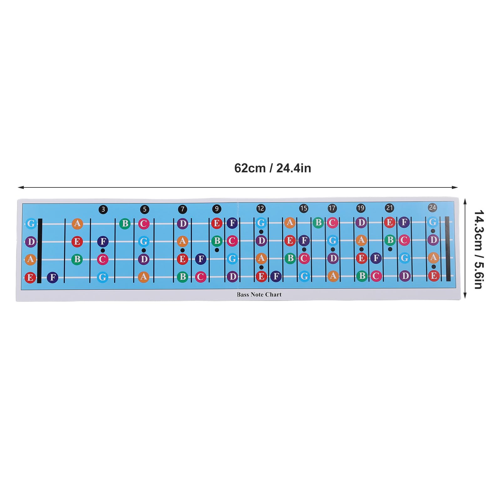 Tableau de Notes du Manche de Guitare Basse, 4 Cordes, échelle de Basse, Code Couleur, Apprentissage Rapide pour les Débutants