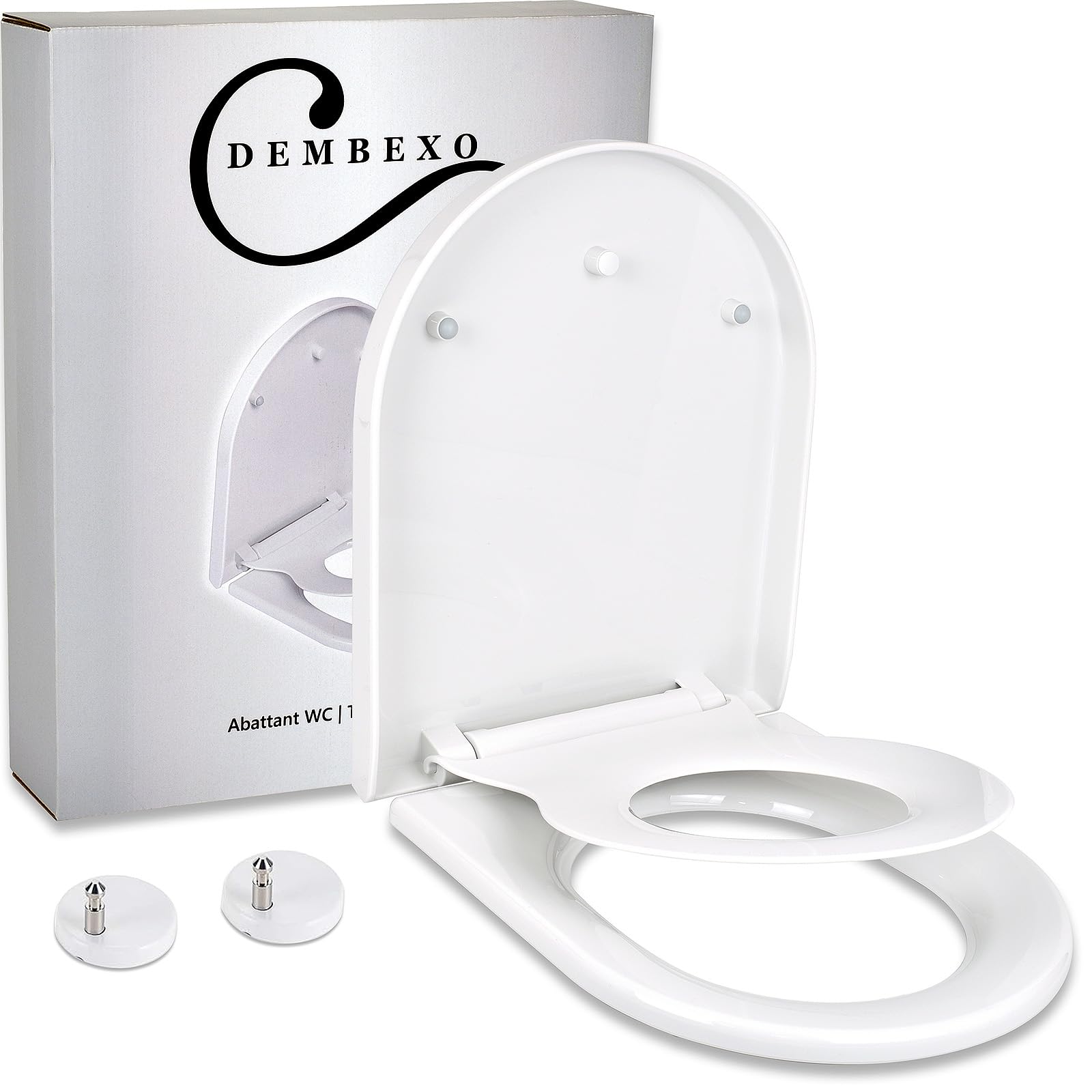 Abattant WC Familial avec Siège Enfant, Frein de chute, Lunette WC Familial pour Enfant et Adulte, Amovible en forme de D, Fermeture en Douceur, Démontage en un clic, nettoyage facile.