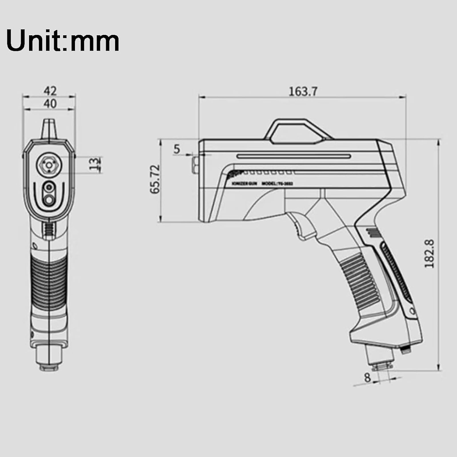 Ręczny pistolet jonizujący, antystatyczne narzędzie do usuwania kurzu ze światłem wykrywającym, funkcją alarmu i pozycjonowaniem do naprawy przemysłowej i elektronicznej, wydajny eliminator statyczny