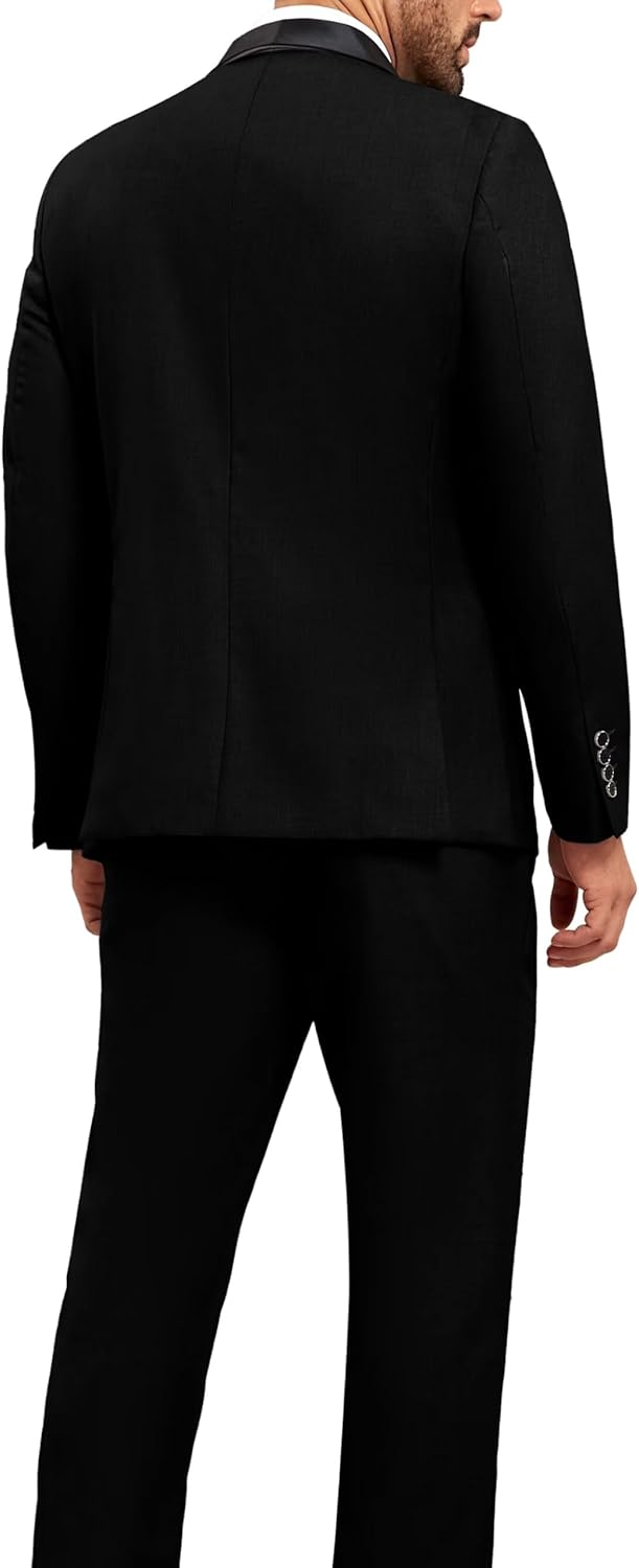 Mens Suit Slim Fit 3 Pieces Suit 1 Button Shawl Lapel Men Suit Blazer Jacket Vest Pants Bow Tie Pocket Square Brooch - Image 4