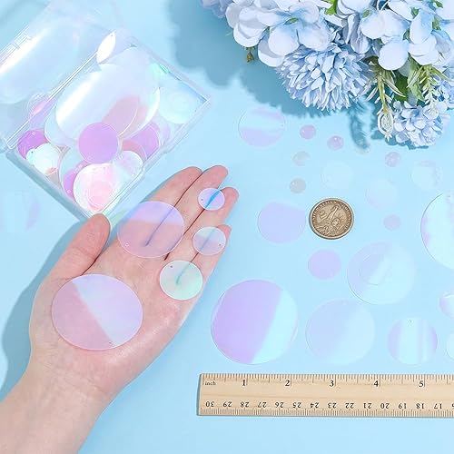 Miniatura 9 de PH PandaHall 340 lentejuelas sueltas, 7 tamaños de lentejuelas de arco iris, apliques iridiscentes, lentejuelas transparentes para bordar, novia,