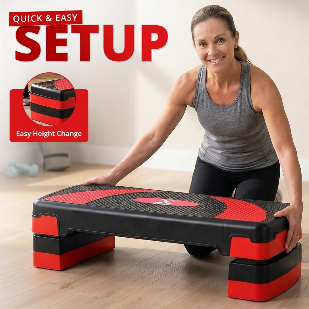 Maxstrength aérobic Stepper Cardio Fitness Step Board-3 niveaux Home Gym exercice Bloc