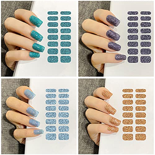 12 Sheets Glitter Nail Wraps Nail Polish Strips Solid Color Nail Polish Stickers Shine Full Wrap Nail Polish Decals Self Adhesive Nail Art Polish Stickers For Women Girls Manicure Tips Art #TOP2