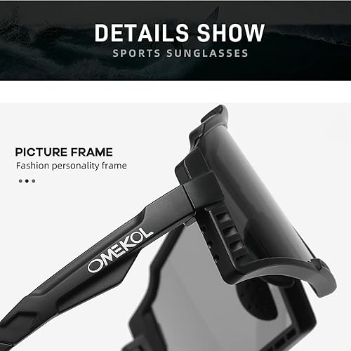 Miniatura 9 de OMEKOL Dos tamaños para adultos y jóvenes, gafas de sol deportivas de béisbol, ciclismo, hombres y mujeres, MTB Bicicletas al aire libre