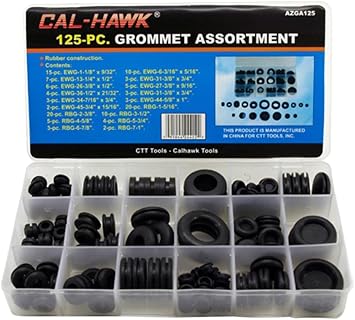 AZGA125 Rubber Grommet Assortment Set Electrical Gasket, 125 Piece
