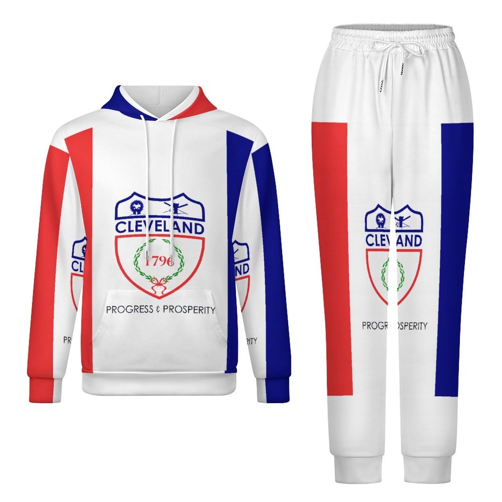 Flag of Ohio - Conjunto de sudadera para hombre, 2 piezas, conjunto de chándal casual, sudadera cómoda con capucha