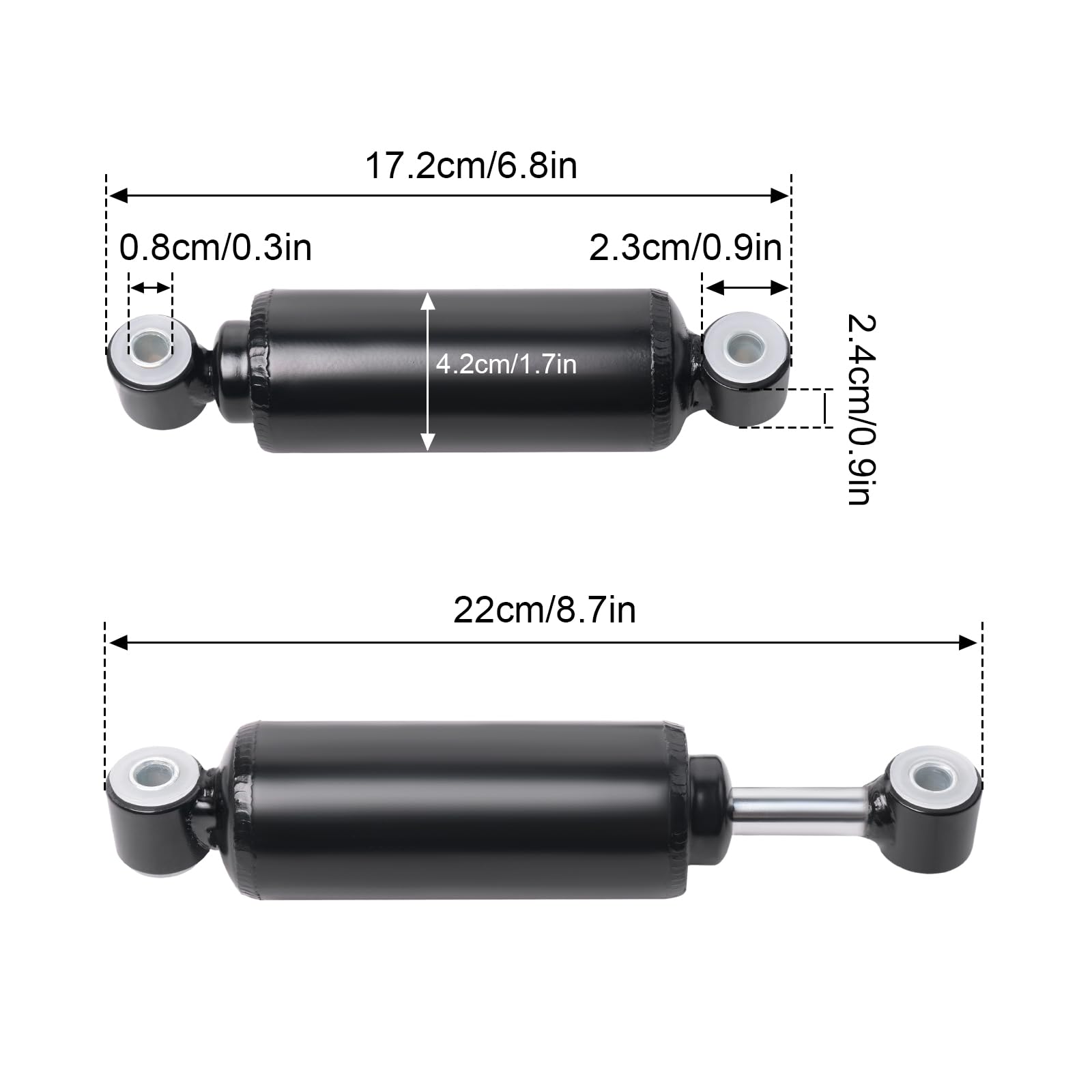 182 mm langer Reise-Sitzfederungs-Stoßdämpfer, 2000 N Hochleistungs-Hydraulikdämpfer für große Traktor-Bagger, Sattelzugmaschinen, Extrem-Gelände-Betriebsstreben-Ersatz