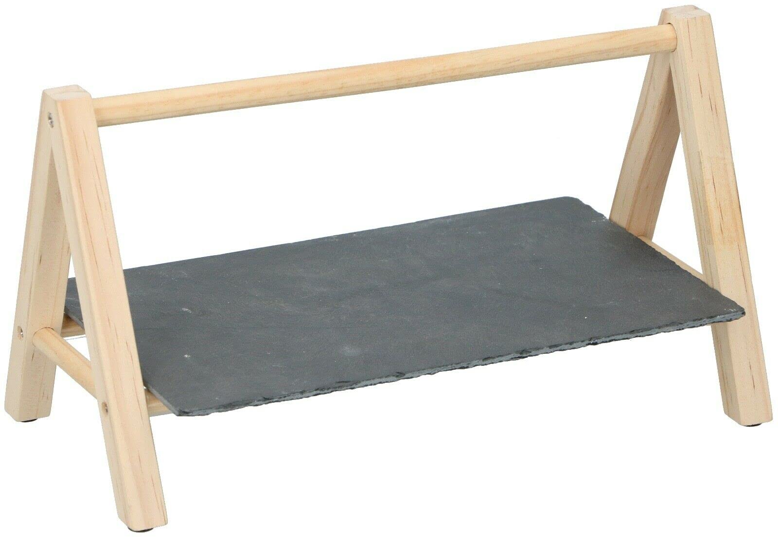 Muddy Hands Black & Brown Slate Cake Stand With Wooden Frame - Wedding Party Food Sushi Tapas Appetiser Serving Display Tray Rack Platter