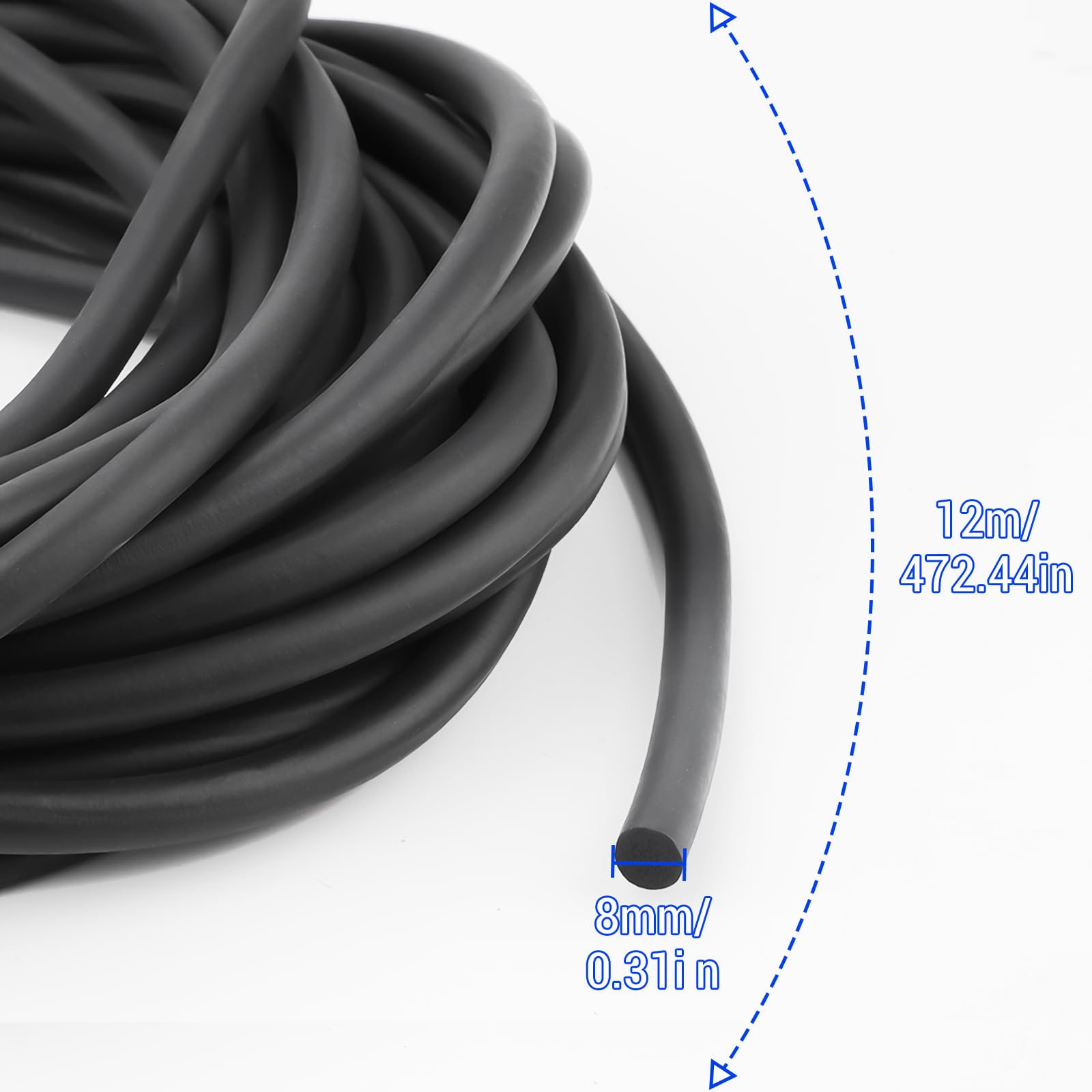 Tira de Sellado de Goma de Espuma Ø 8 mm Goma Espuma 12 m Cordón de Sellado de Juntas EPDM Perfil de Relleno de Juntas Negra Junta de Goma Esponjosa para Puertas Ventanas Paredes y Techos