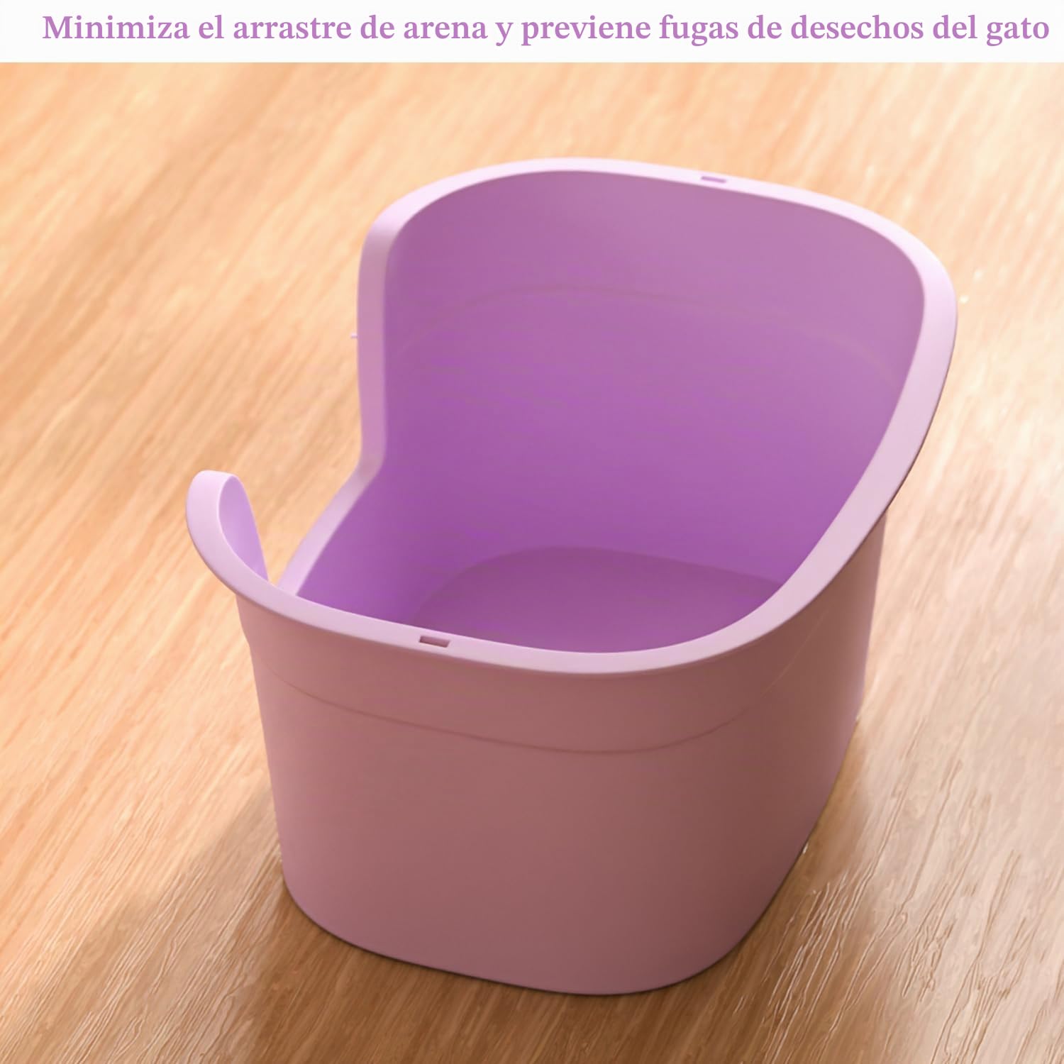 Caja de arena XL para gatos, extragrande, 63 cm de largo x 45 cm de ancho x 33 cm de alto, color morado, bandeja de arena de lados altos para una fácil limpieza, antiderrames, no ensucia,