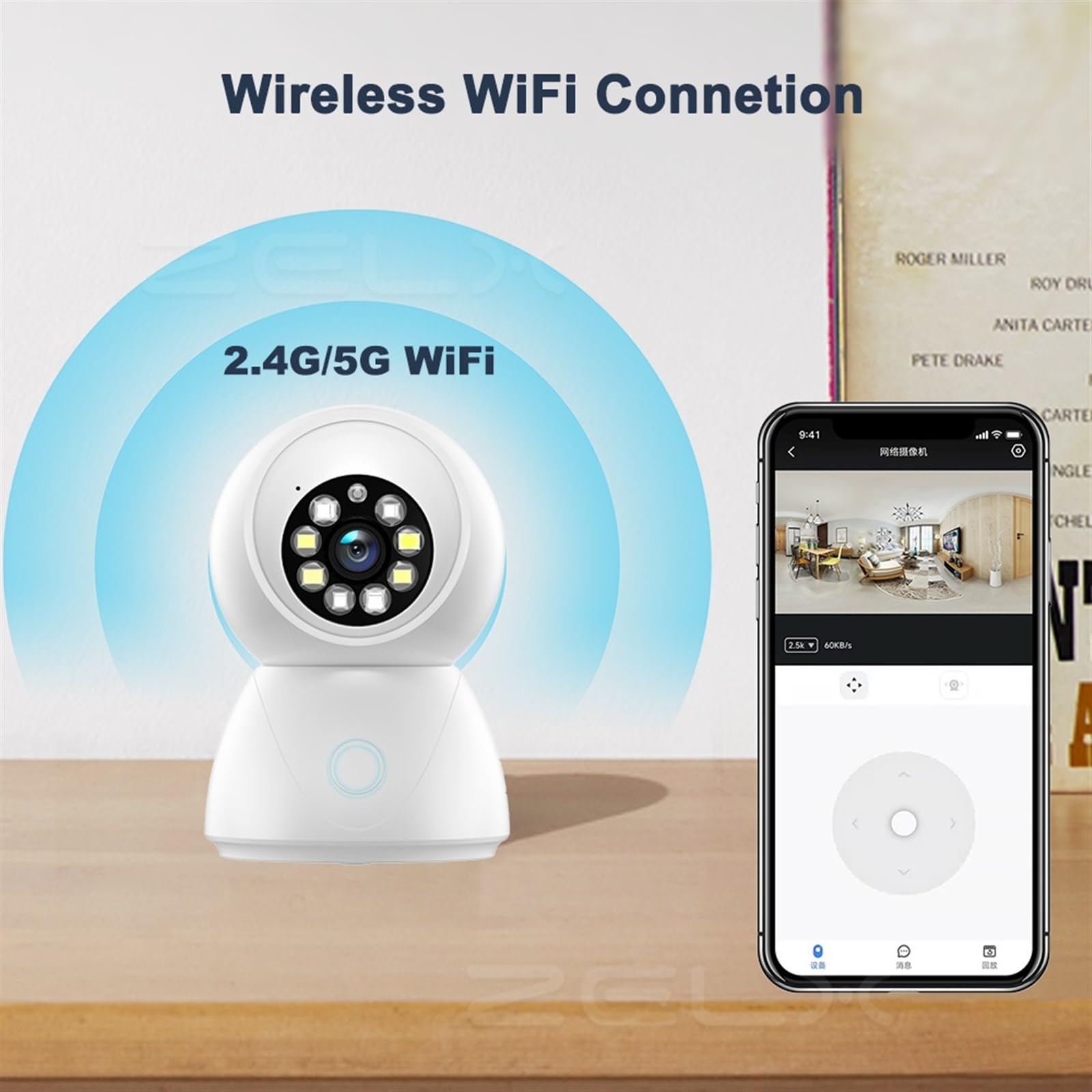Home Security Camera Niania 2K Mini kamera Tuya inteligentna ochrona bezpieczeństwa kamery dla zwierząt 2.4G 5G automatyczne śledzenie kamera monitorująca wideo(1080P With 64G Card)
