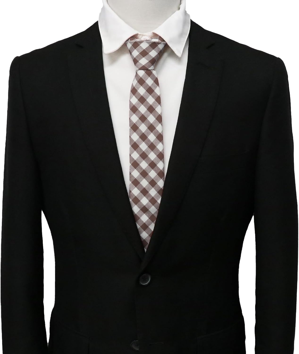 Plaid Ties for Men, Striped Mens Skinny Cotton Tie 2.36" Self-tie Necktie for Office Bussiness Party Daily