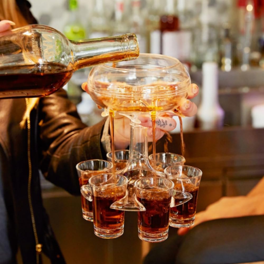 Distributore Per Bicchierini Da Liquore 6 Ugelli - Porta Bicchieri Per Cocktail E Feste (2 Pezzi) - 2