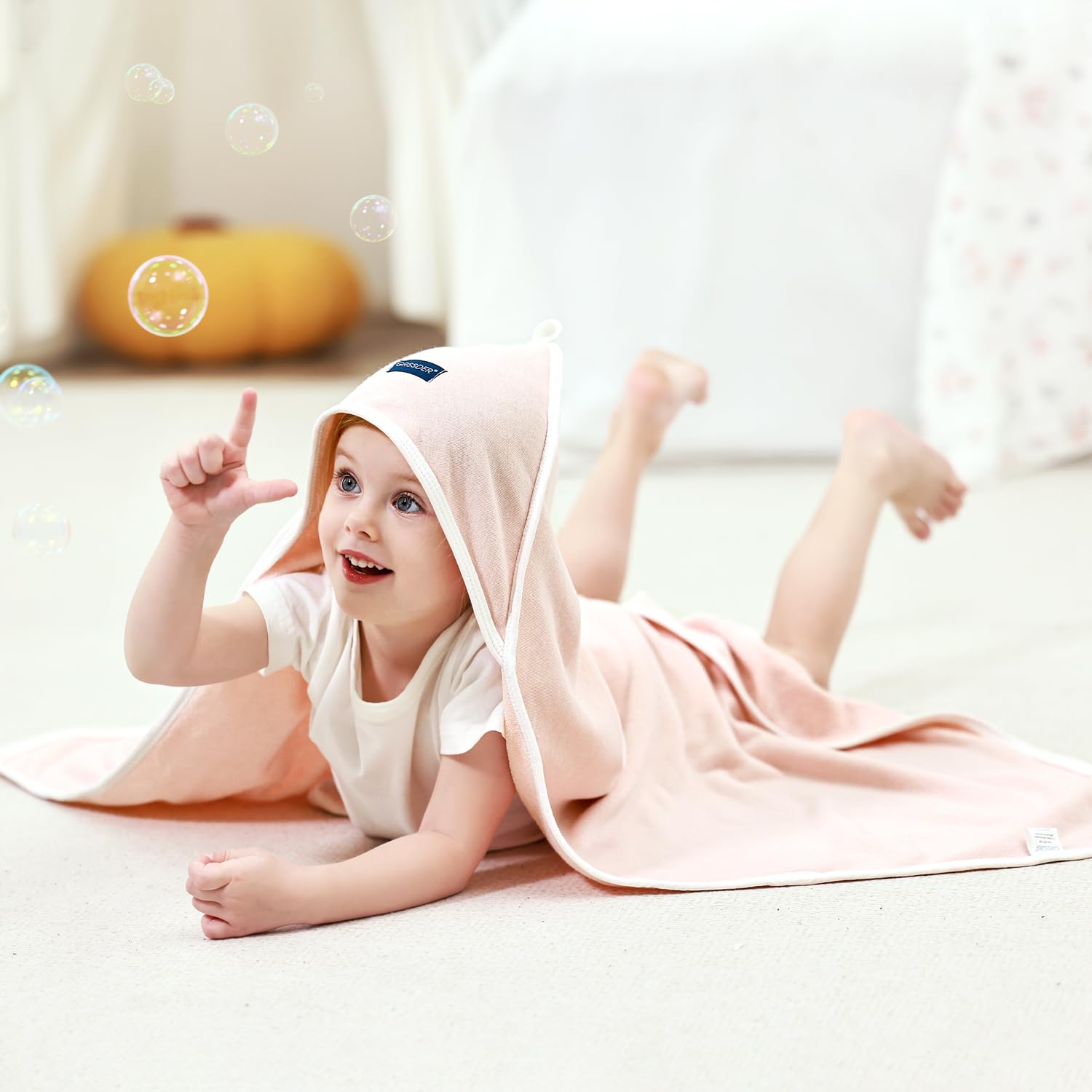 GRSSDER Baby-Kapuzenhandtuch für Neugeborene, superweiche Badetücher mit originellem Design, ultra-saugfähiges Strickfrottee, große Kleinkind-Handtücher mit Kapuze für Mädchen, Duschgeschenke für