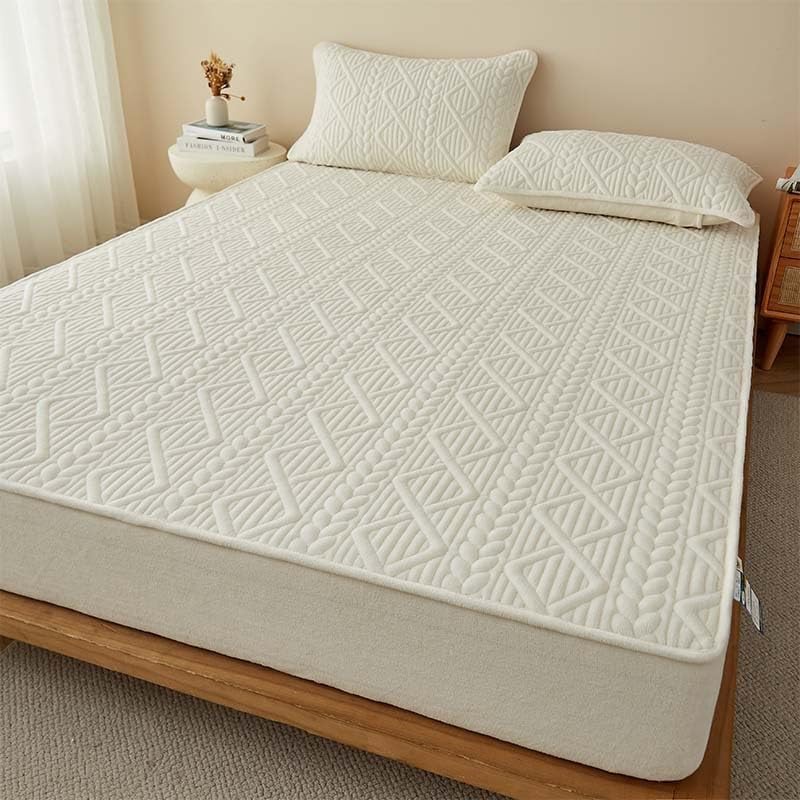 Mattress Pad Fluffy Deep Pocket Mattress Cover Mattress Topper Quilted Fitted Premium Mattress Protector Bed Mattress Cover with Deep Pocket Up to 6-18 Inches (Color : White, Size : Twin)