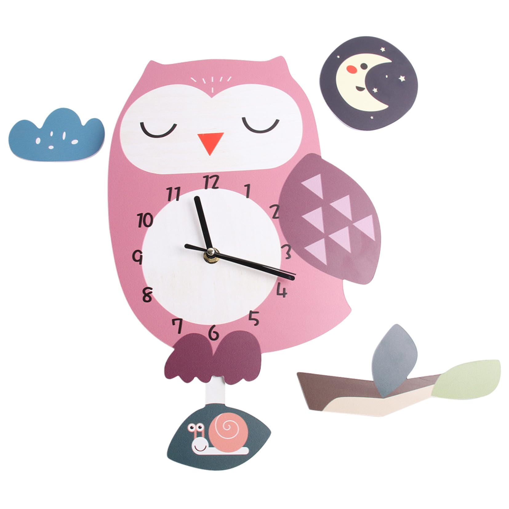 Reloj de Pared de Dibujos Animados Diseño de Búho, Material Ecológico, Silencioso, para Decoración de Habitaciones Infantiles y Aulas, Adecuado para Jardín de Infantes y Salón