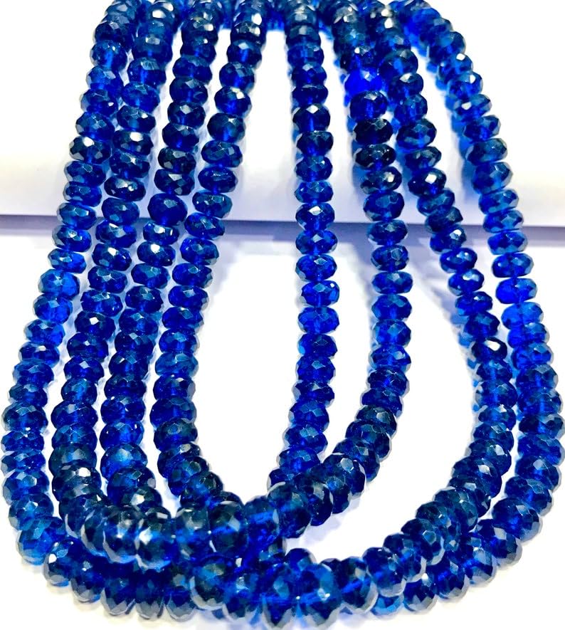 Perles rondes en corindon bleu naturel de 5 à 6,5 mm pour la création de bijoux artisanaux
