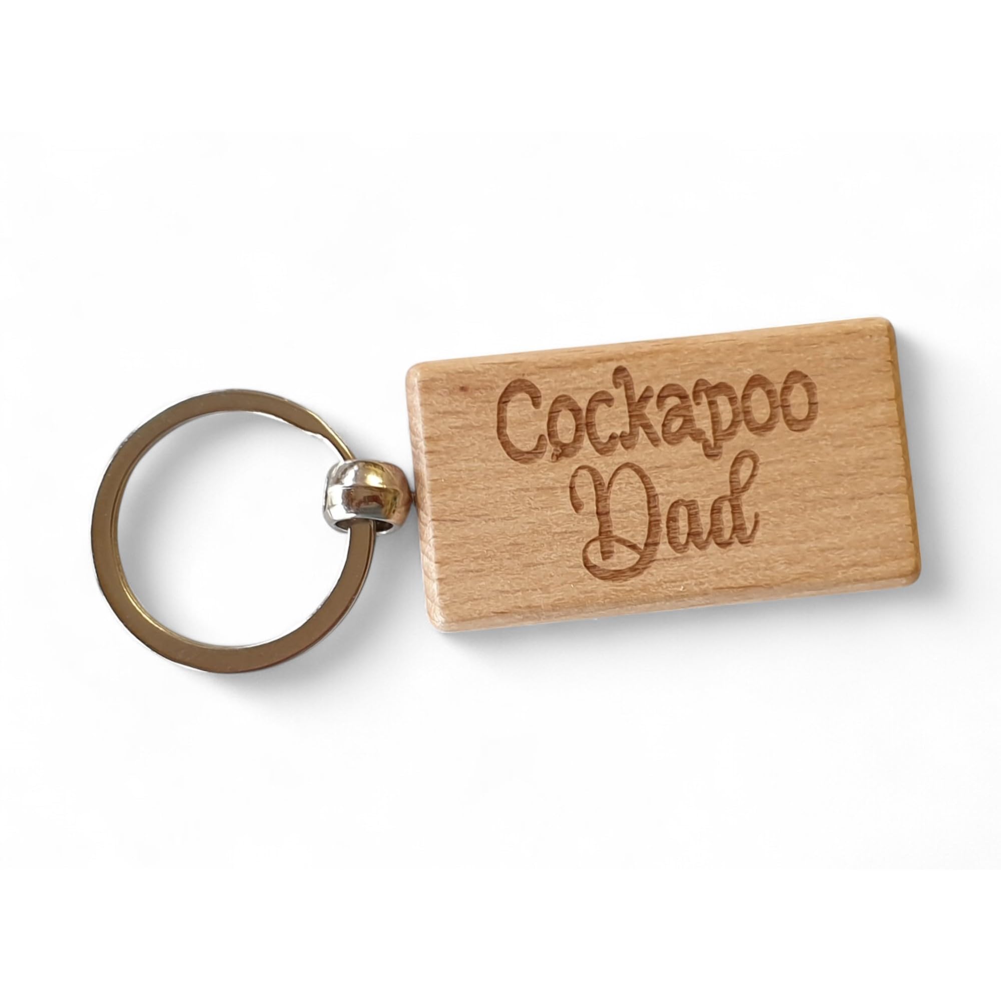 Decalarama Brown Cockapoo Dad Keyring Gift - Nice Cute Engraved Wooden Key Fob Novelty Dog Owner Present