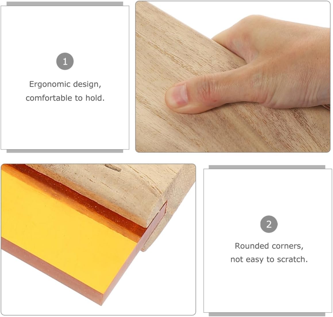 DOITOOL 1set Wooden Handle Squeegee Scraper for for Textile and Graphic Applications Energy Saving Tool for