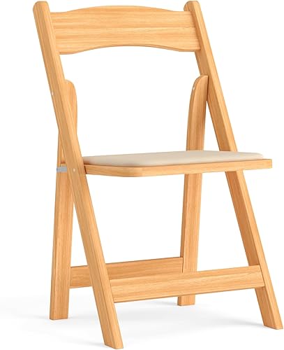 Miniatura 111 de HERCULES™ silla plegable de madera blanca, con asiento acolchado, Vinilo, Mahogany Mahogany,Negro -,Fruitwood,Natural,Blanco
