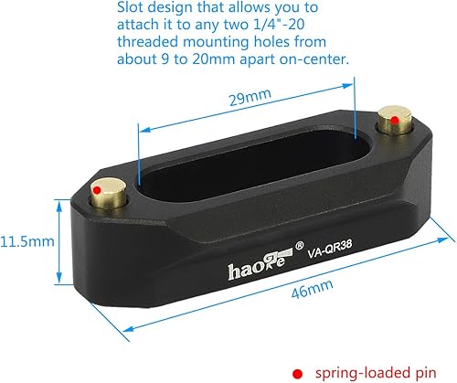 Miniatura 5 de Haoge VA-QR38 - Placa de riel NATO de liberación rápida con tornillos de 14 pulgadas para jaula de cámara, placa de queso, compatible con la OTAN,