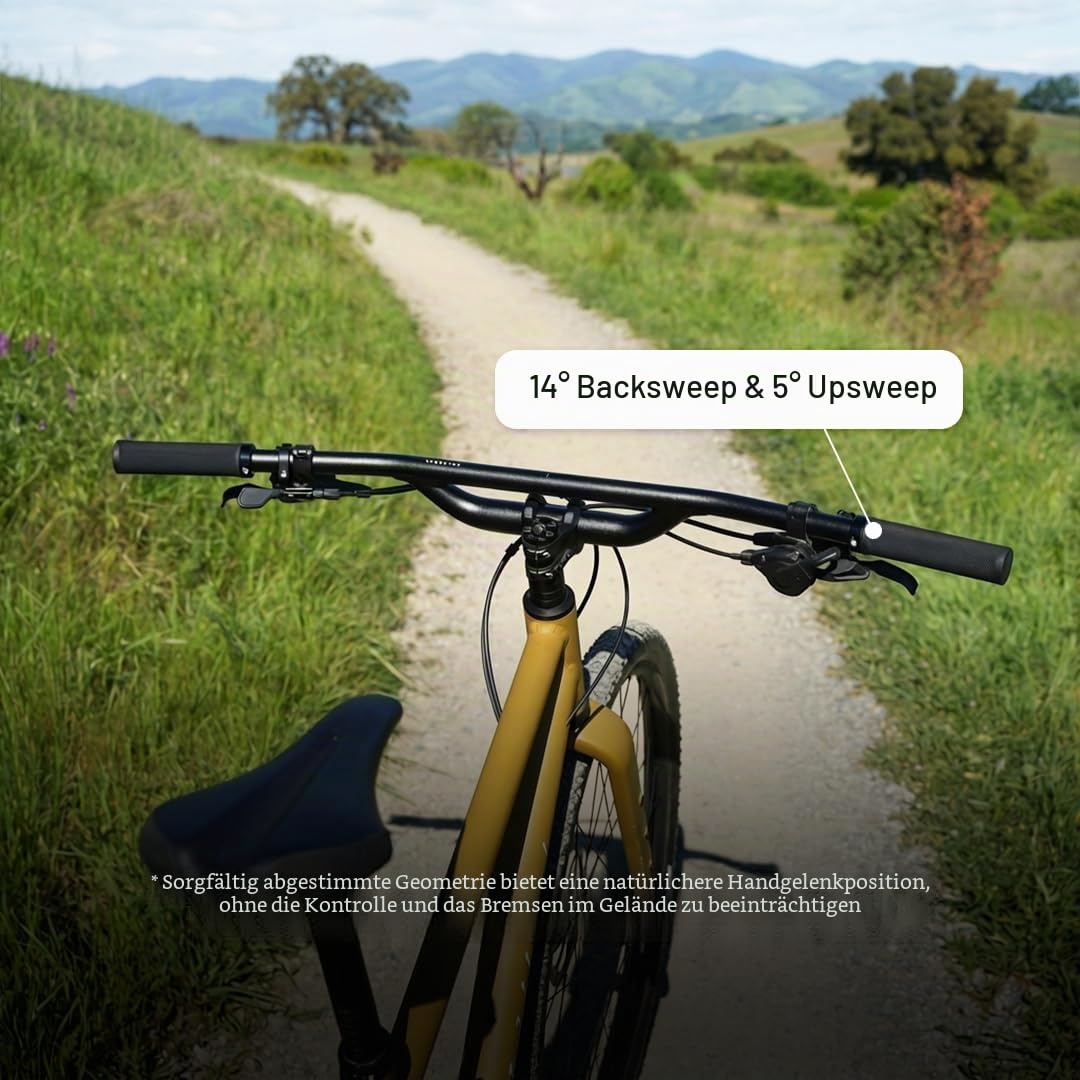 REDSHIFT Top Shelf Flat Handlebar, 70mm Rise, 800mm Width | Ergonomic riser drop bar design;Improves upright riding posture;Perfect for long-distance touring
