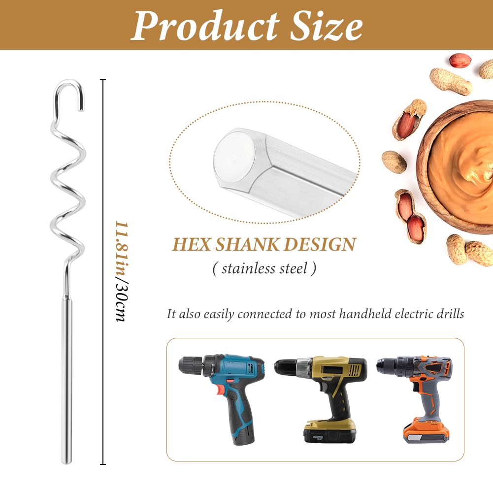 Ishenkea Peanut Butter Stirrer Set - 1 Electric Tool For Hand Mixers/Drills & 1 Manual Mixer - View #8