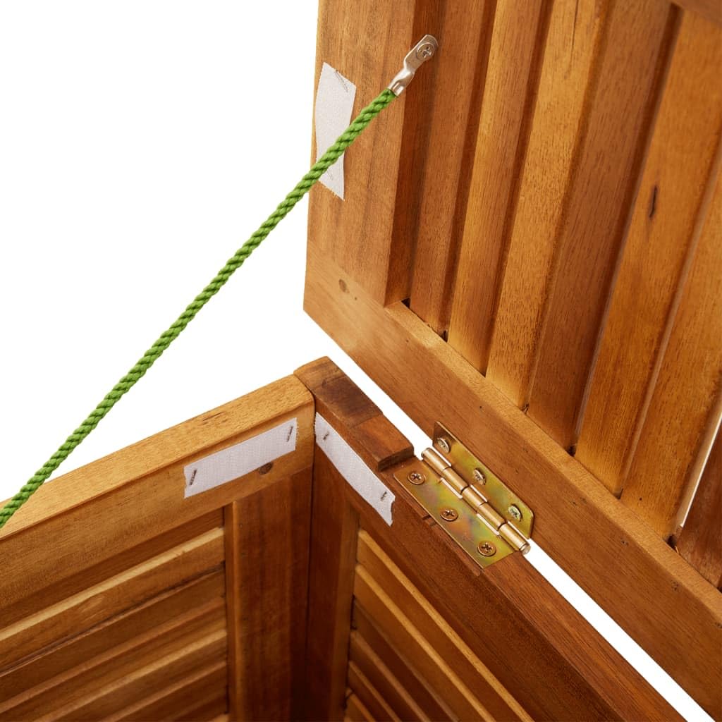 IKAYAA Baúl de Jardín, Arcón Exterior de Madera de Acacia, Caja de Almacenamiento con Bolsa, Organizador Herramientas, Arcón de Almacenaje para Patio Jardín, 113 x 50 x 56 cm