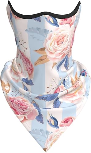 Miniatura 2 de Bufanda con estampado de rayas de flores, protección UV, pasamontañas, resistente al viento, bandana para deportes al aire libre, transpirable,