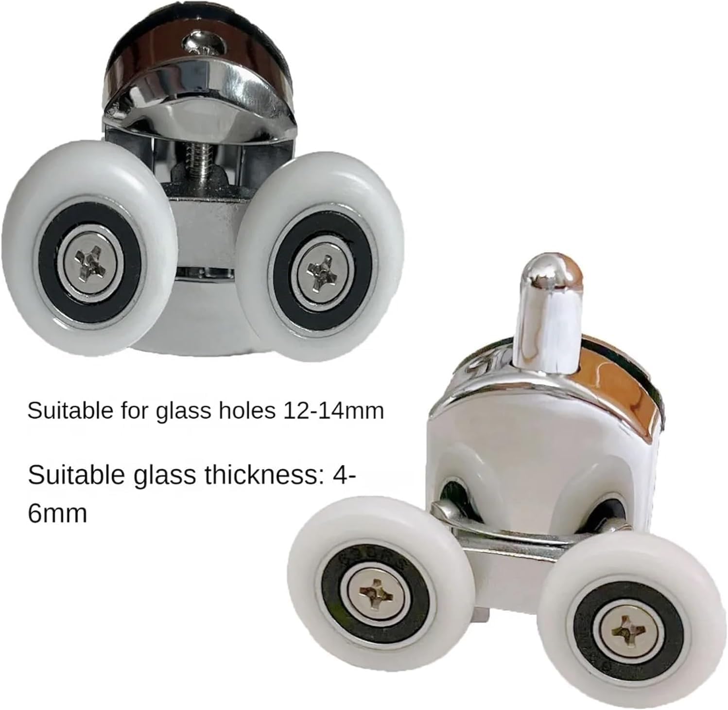 Shower Door Rollers, 4 PCS Double Shower Door Rollers Glass Sliding Top Bottom Replacement Parts