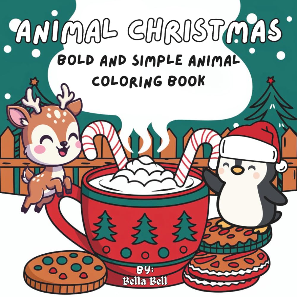 Animal Christmas: Spend endless hours of fun with this coloring book with cute critters celebrating the holidays. Now you can celebrate with them!