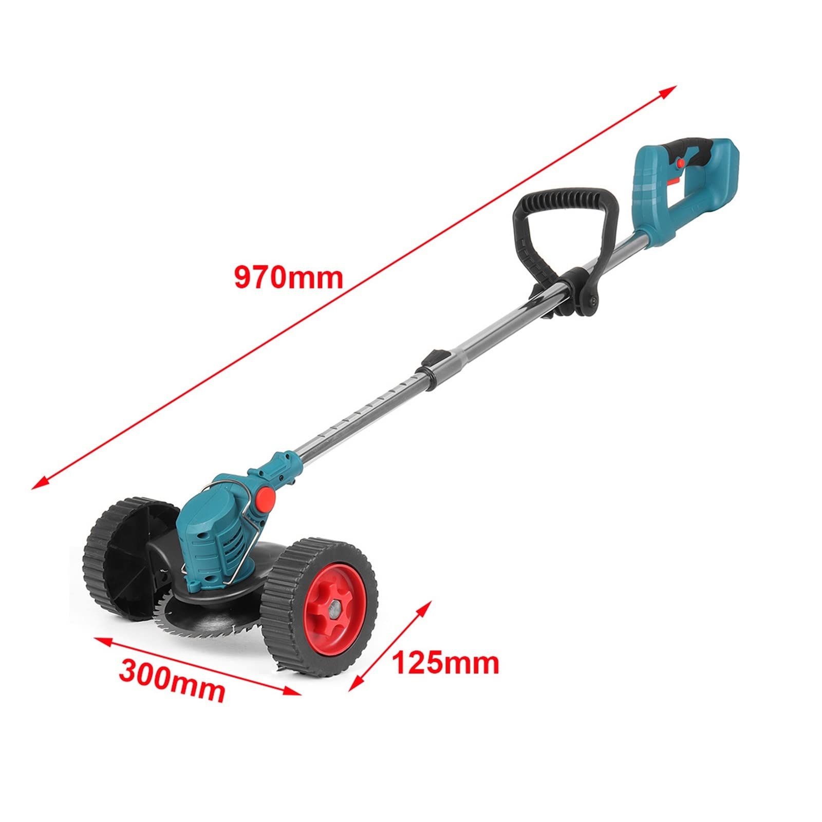 Recortadora de césped eléctrica inalámbrica, 450W, cortacésped, Cepillo Malas Hierbas, Longitud Ajustable, Cortador, Herramientas jardín,Mantenimiento eficiente del jardín(with Bilateral Wheel)
