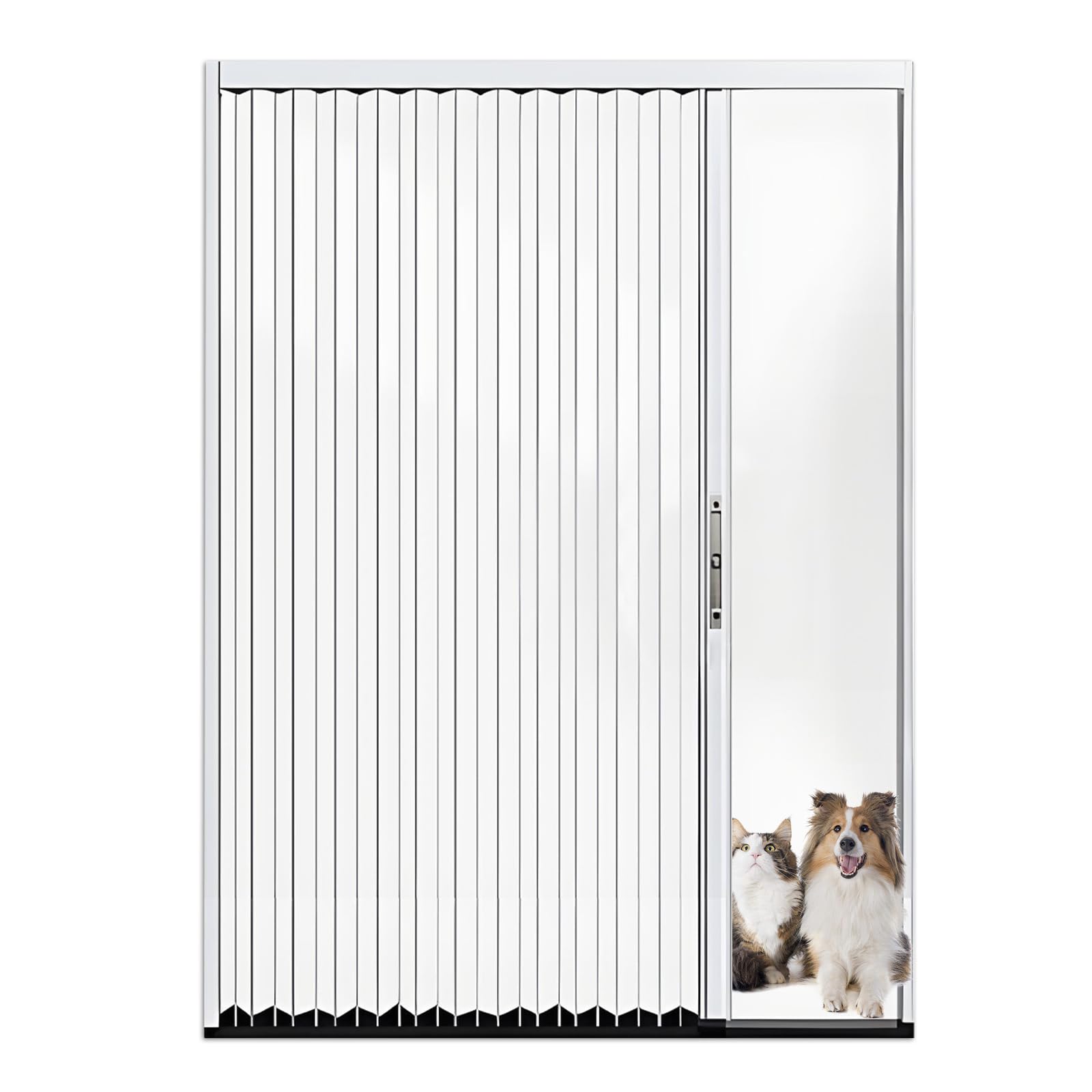 Puerta Corredera Plegable, Puerta Acordeón Interior Transparente sin Taladrar con Cerradura, Marco de Aluminio y Panel Acrílico, Separador de Ambientes para Baño Cocina Armario Patio