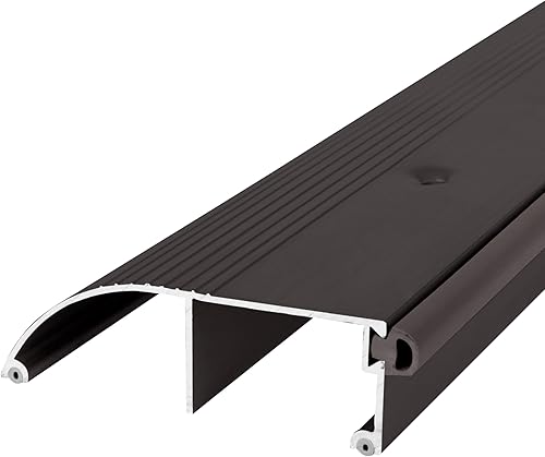 Miniatura 3 de M-D Building Products 10322 3-38 pulg. x 1 pulg. x 36 in. Umbral de puerta de salida de aluminio y vinilo de bronce de alto perfil