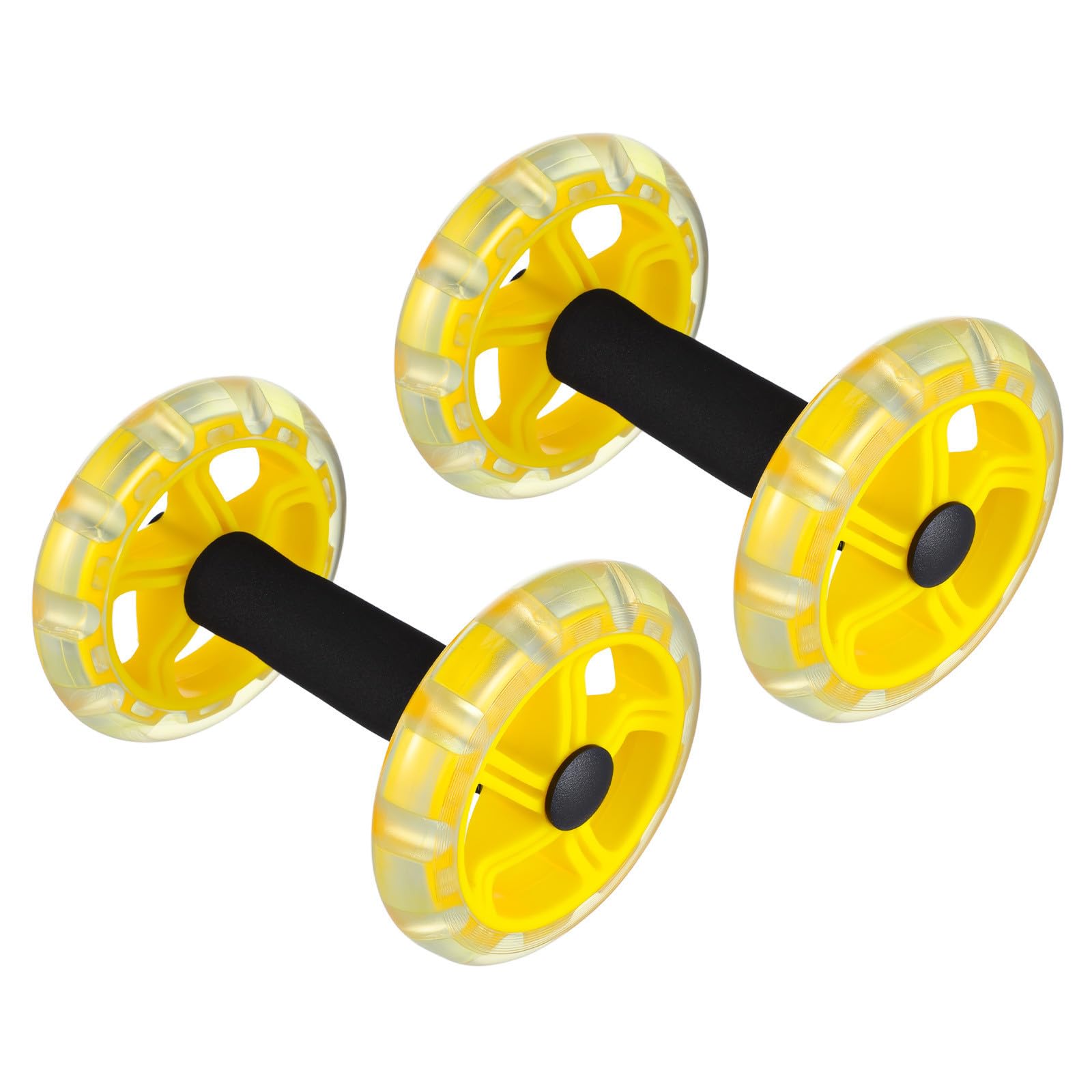 Zerodeko Rodillo de Entrenamiento Abdominal Amarillo Diseño de Doble Rueda y Asas Antideslizantes para Fortalecer Abdominales en Casa y Mejorar Resistencia