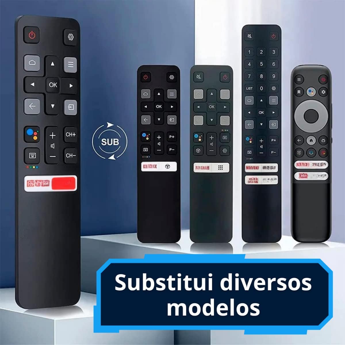Controle Remoto Compatível Com TCL SEMP Smart TV LCD LED Android RC802V