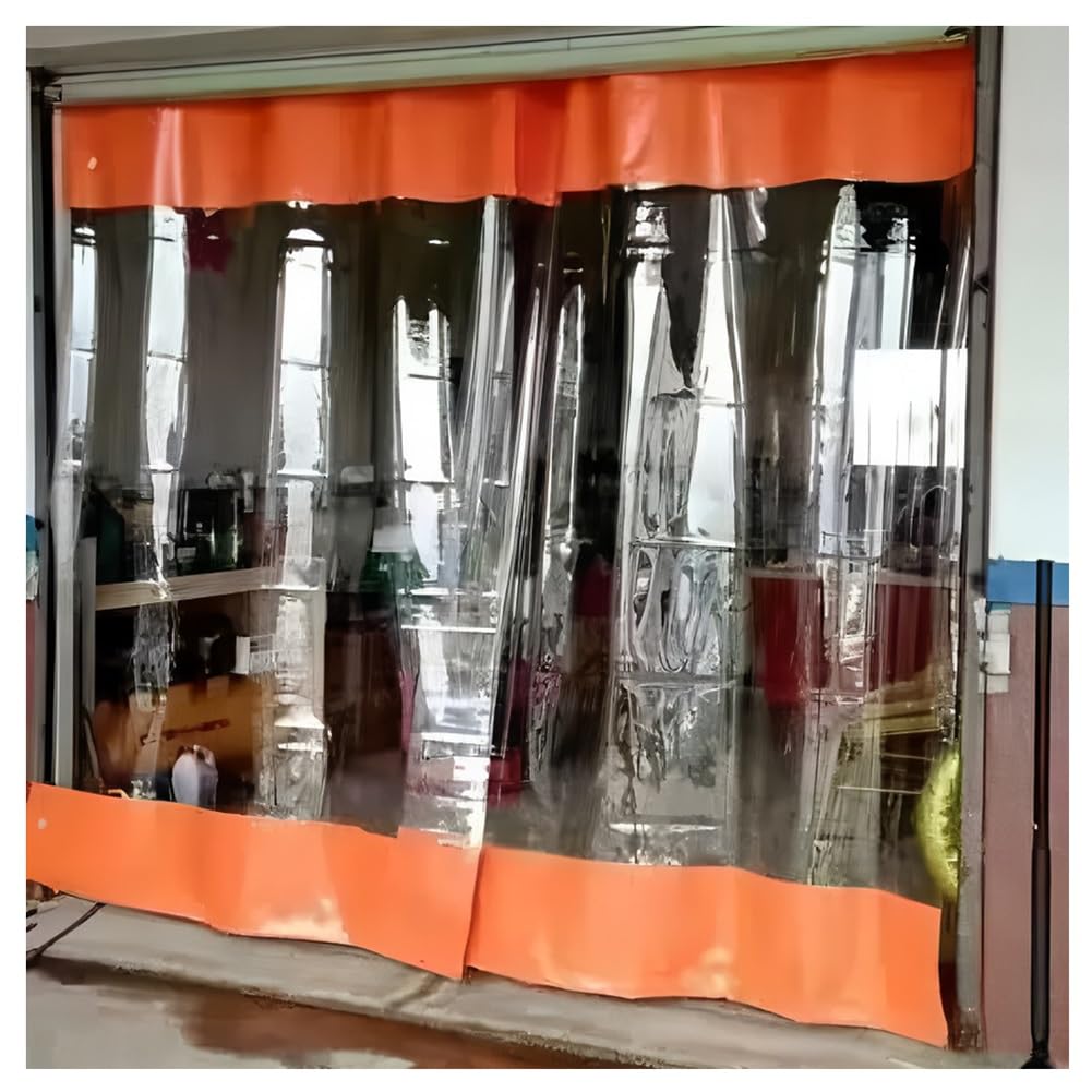 GJMSSMY Industrial Wash Bay Curtains with Rustproof Grommets, Garage Divider Curtains for Work Areas, Heavy-Duty Waterproof Car Wash Partition Curtain, for Pergola Porch(Orange,1.5x2.5m/4.9x8.2ft)