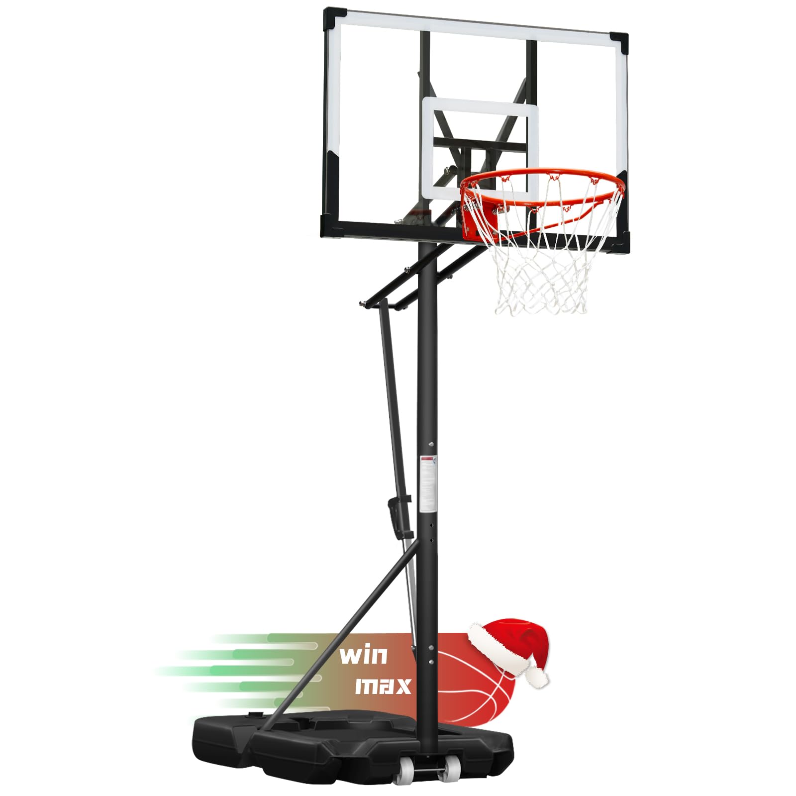WIN.MAX Basketball Hoop Quickly Height Adjusted 4.9-10ft Outdoor/Indoor Portable Basketball Goal with 44 inch Backboard and Wheels for Kids/Teenagers/Adults