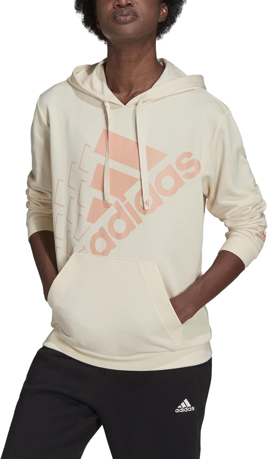 adidas Women's Brand Love Hoodie Sweatshirt, Off-White/Light Pink