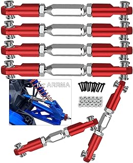 RC Upgrades Part for 1/10 Arrma Granite 4X4 Mega550, 1/10 Arrma Senton 4X4 MEGA550 RC Car,6 Pieces Aluminum Adjustable Turnbuckles Camber Links Toe Link,Hop-Up Part #AR330446 AR330515,Red